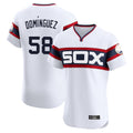 Ldoa C.White Sox #58 Seranthony Dom¡§anguez Player White T-shirt Limited Elite Home Stitched Jerseys
