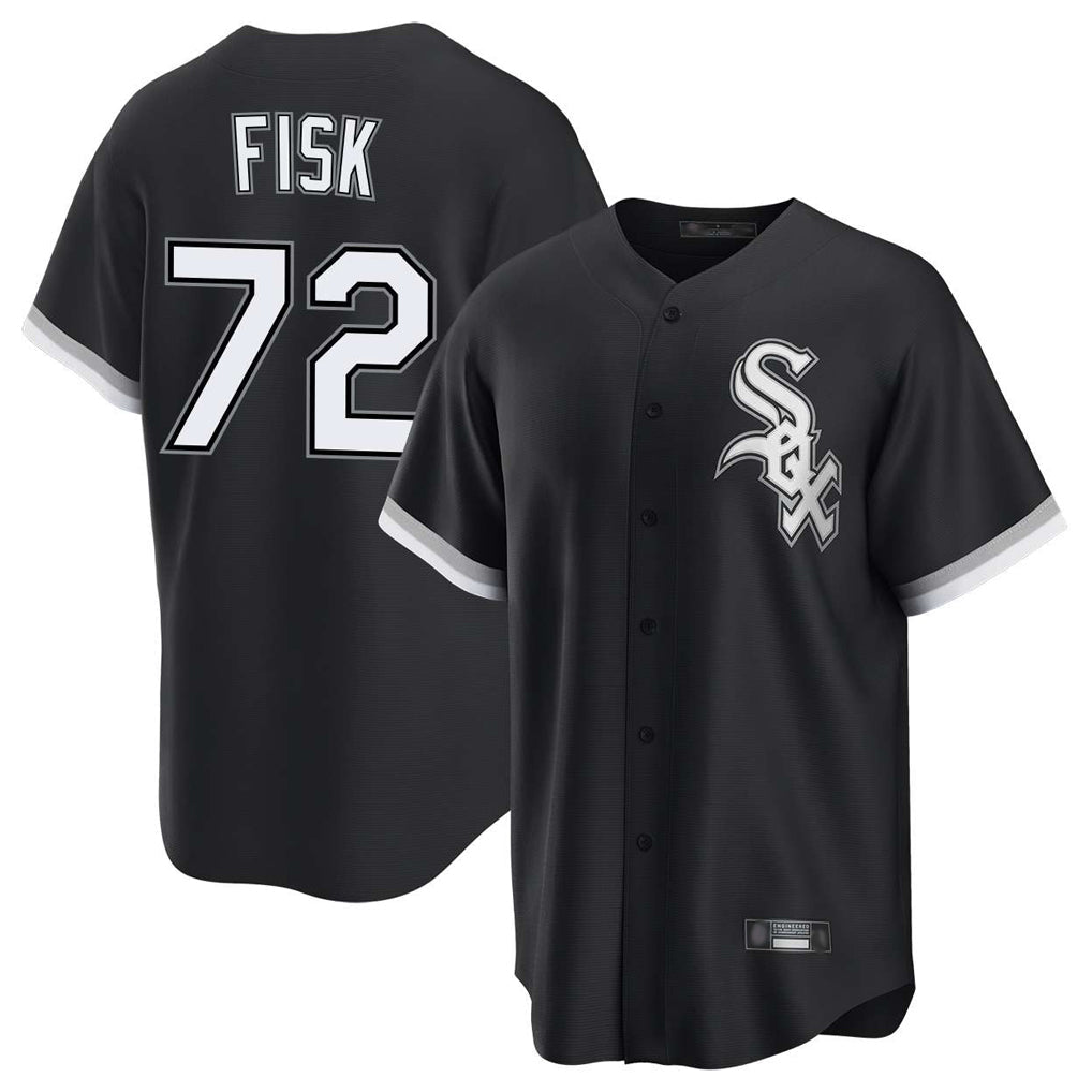 Ldoa C.White Sox #72 Carlton Fisk Player Black Home Game Stitched Jerseys