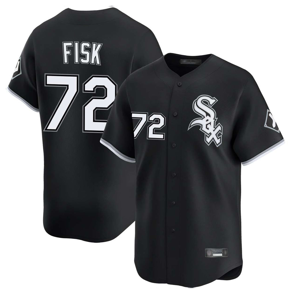 Ldoa C.White Sox #72 Carlton Fisk Player Black Limited Home Stitched Jerseys
