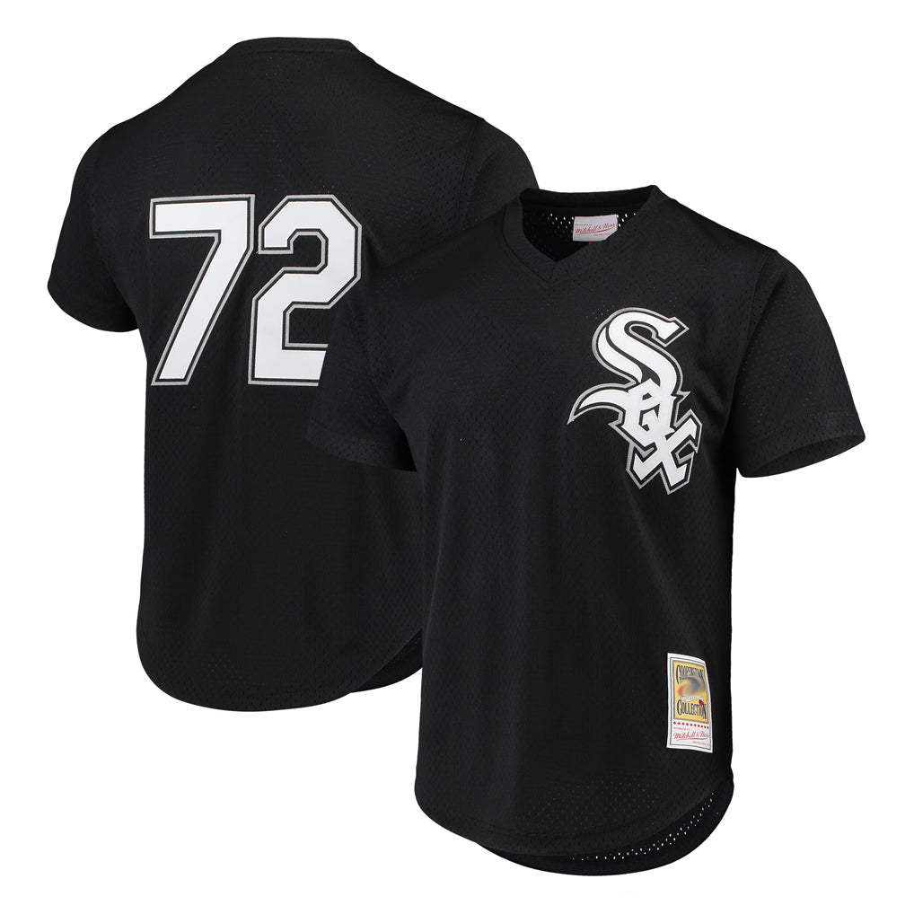 Ldoa C.White Sox #72 Carlton Fisk Player Black Mitchell & Ness Cooperstown Collection Mesh Game Stitched Jerseys