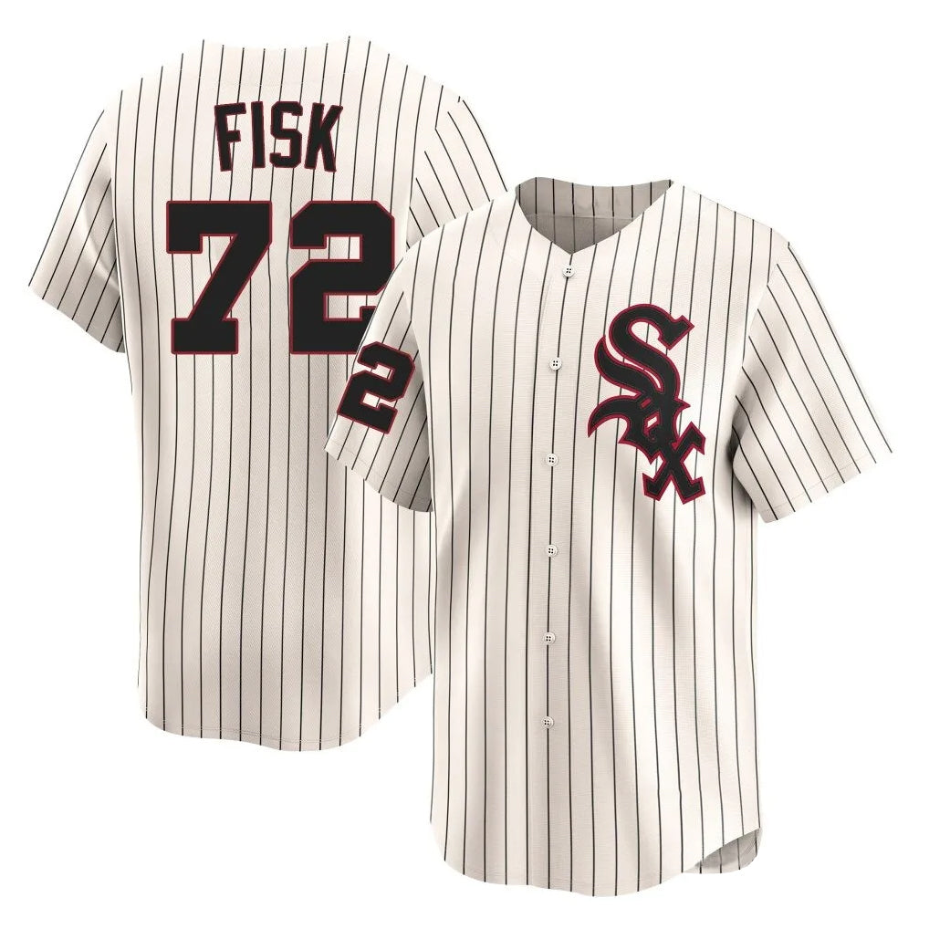 Ldoa C.White Sox #72 Carlton Fisk Player Cream Cooperstown Collection Limited Home Stitched Jerseys