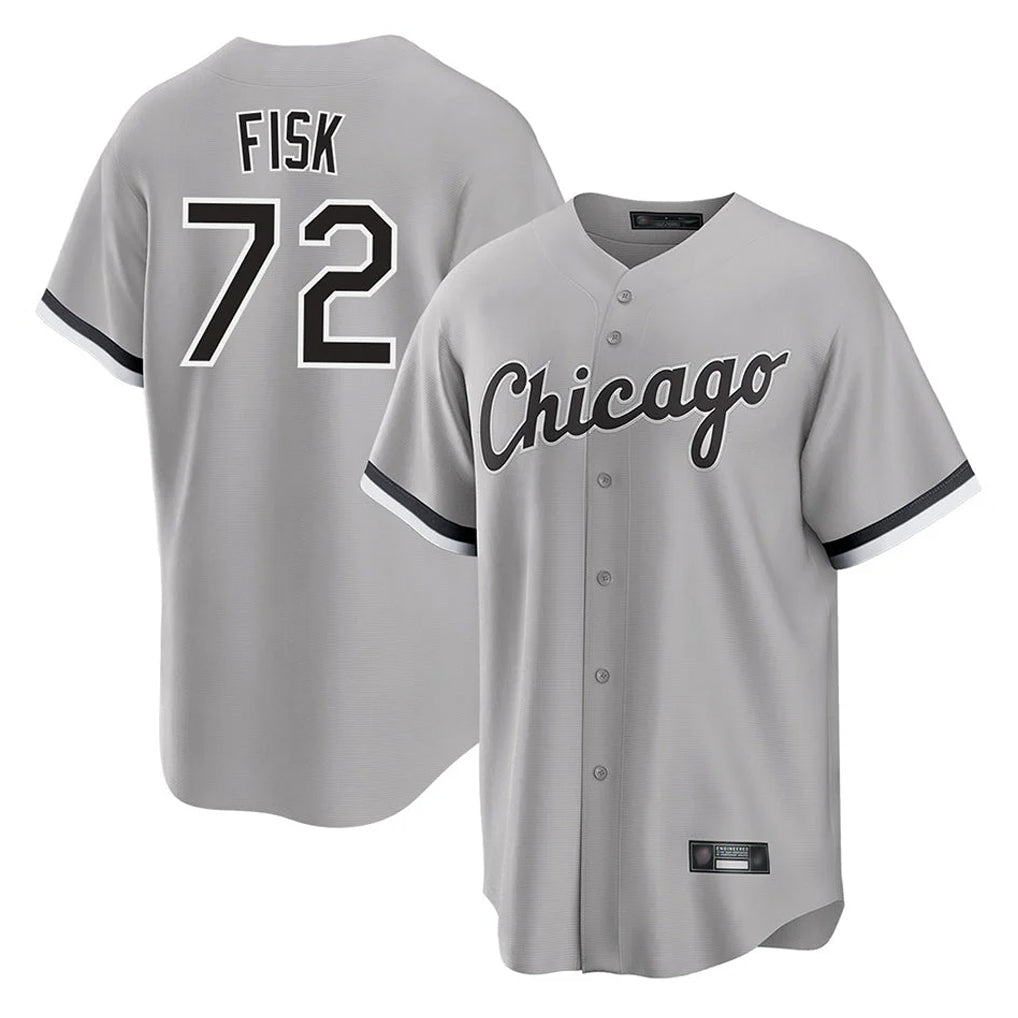 Ldoa C.White Sox #72 Carlton Fisk Player Gray Home Game Stitched Jerseys