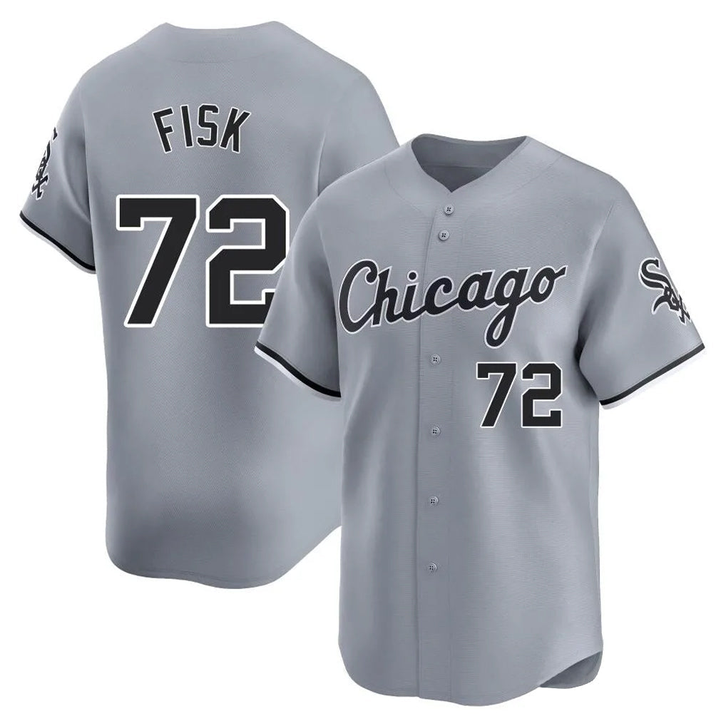 Ldoa C.White Sox #72 Carlton Fisk Player Gray Road Limited Home Stitched Jerseys
