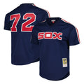Ldoa C.White Sox #72 Carlton Fisk Player Navy Mitchell & Ness Cooperstown Collection Mesh Game Stitched Jerseys