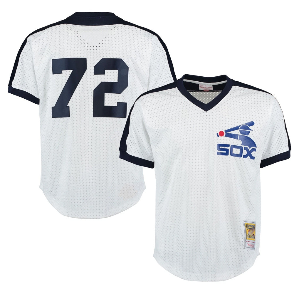 Ldoa C.White Sox #72 Carlton Fisk Player White Mitchell & Ness Cooperstown Collection Mesh Game Stitched Jerseys