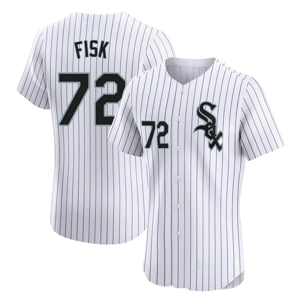 Ldoa C.White Sox #72 Carlton Fisk Player White Stripe Limited Elite Home Stitched Jerseys