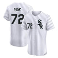Ldoa C.White Sox #72 Carlton Fisk Player White Stripe Limited Elite Home Stitched Jerseys
