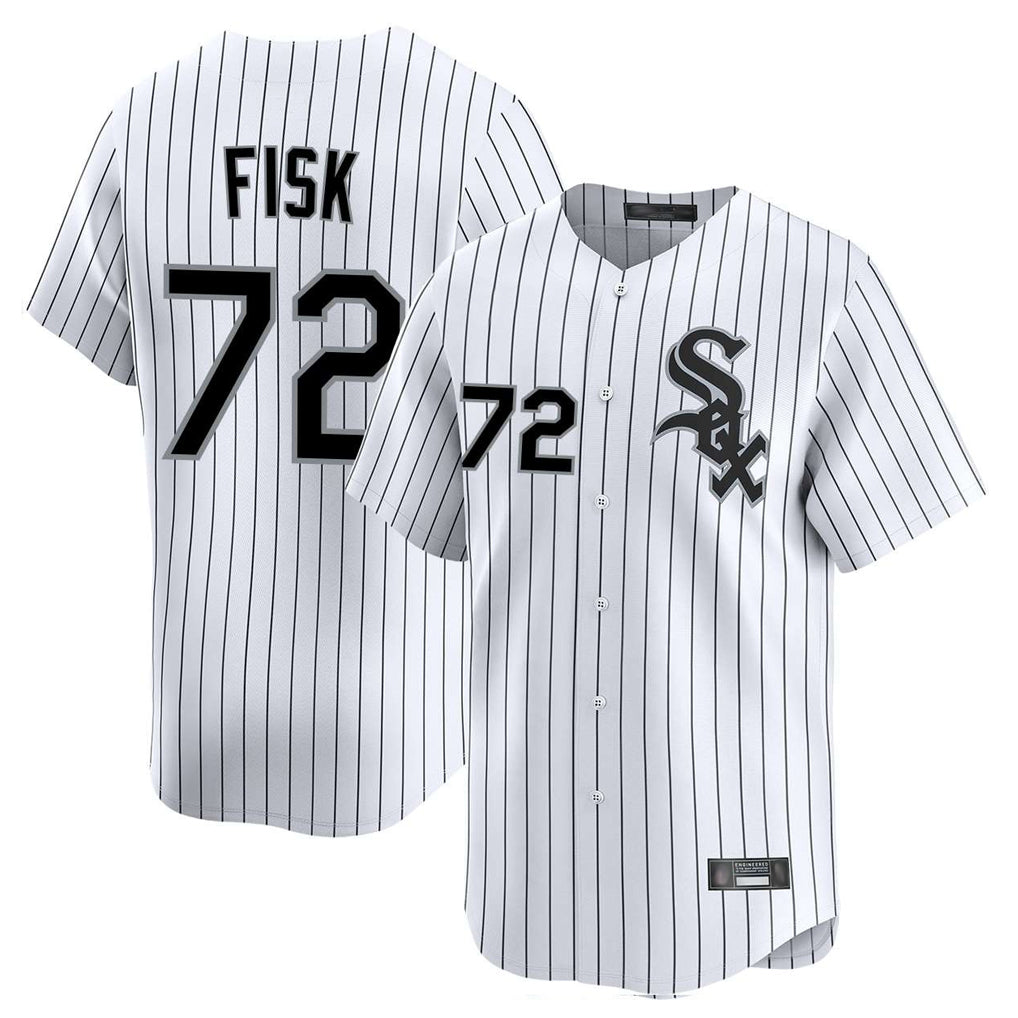 Ldoa C.White Sox #72 Carlton Fisk Player White Stripe Limited Home Stitched Jerseys
