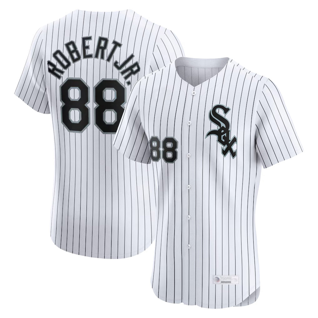 Ldoa C.White Sox #88 Luis Robert Jr Player White Stripe Limited Elite Home Stitched Jerseys