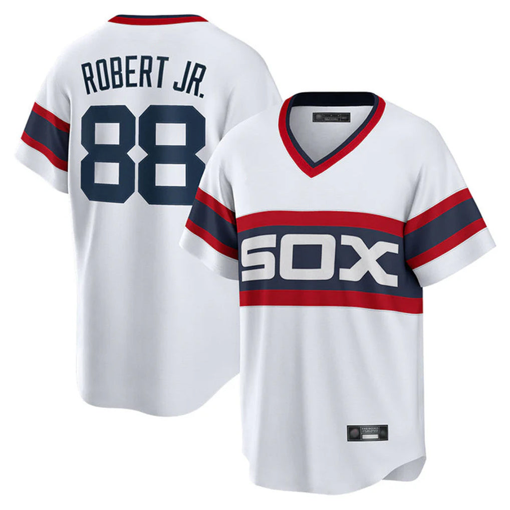 Ldoa C.White Sox #88 Luis Robert Jr Player White T-shirt Home Game Stitched Jerseys