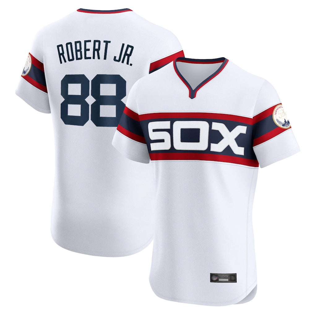 Ldoa C.White Sox #88 Luis Robert Jr Player White T-shirt Limited Elite Home Stitched Jerseys