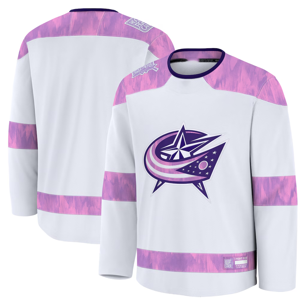 Tuec CB.Jackets White 2024 Hockey Fights Cancer Practice Jersey