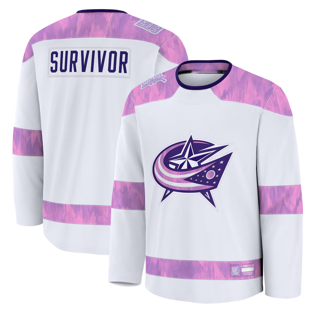 Tuec CB.Jackets White Hockey Fights Cancer Survivor Practice Jersey