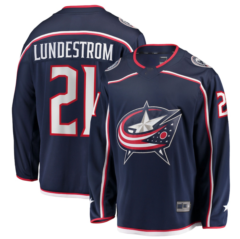 Tuec CB.Jackets #21 Isac Lundestrom Navy Home Breakaway Jersey