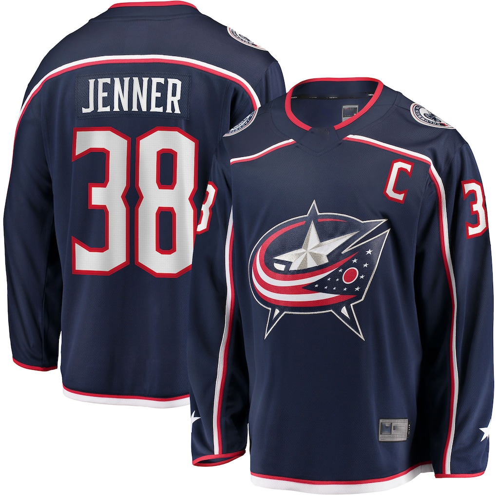 Tuec CB.Jackets #34 Cole Sillinger Navy Home Breakaway Player Jersey