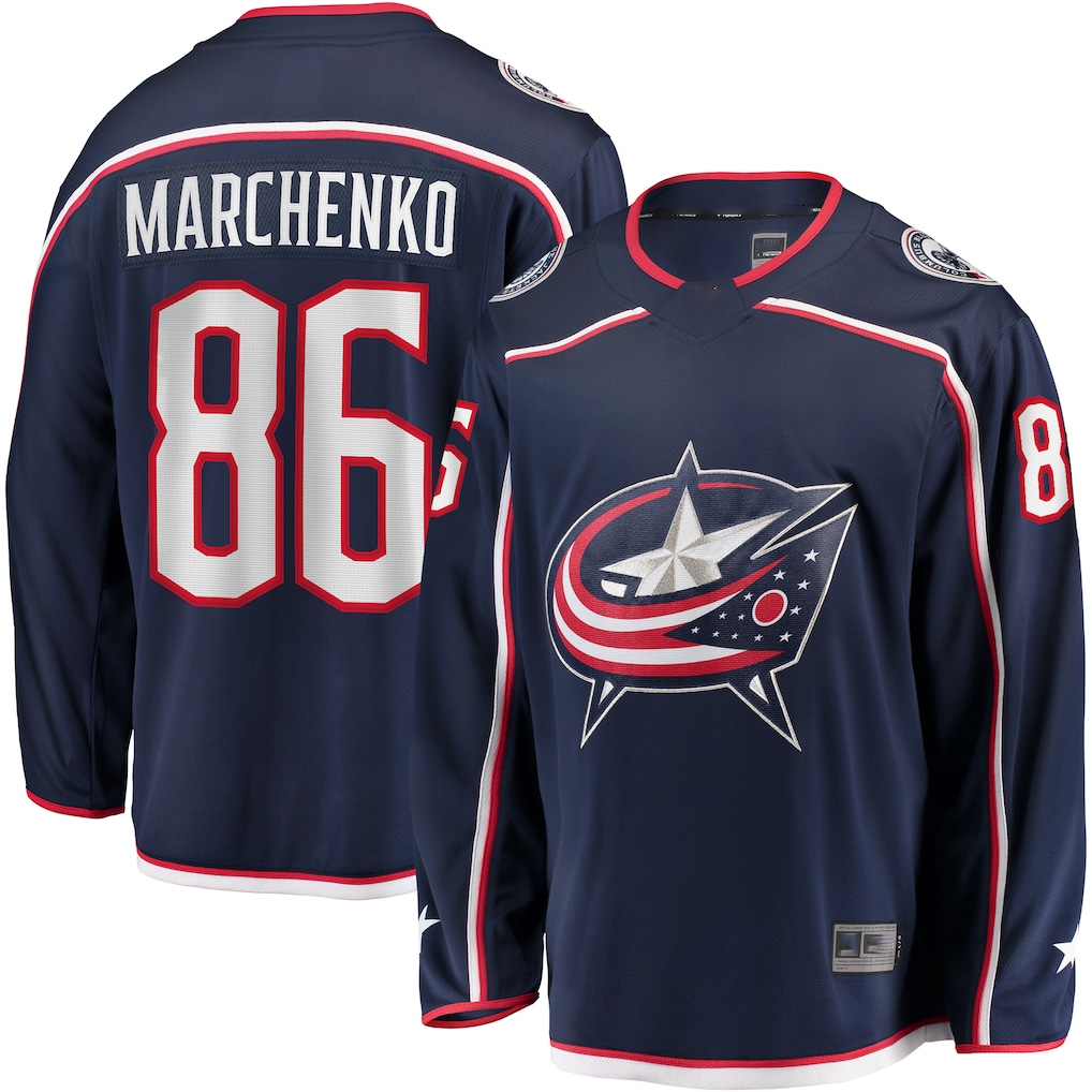 Tuec CB.Jackets #86 Kirill Marchenko Navy Home Breakaway Jersey