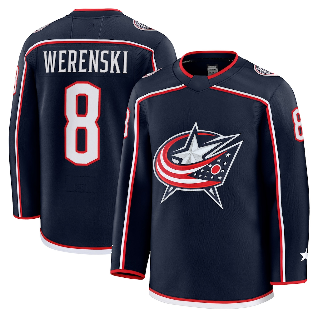 Tuec CB.Jackets #8 Zach Werenski Navy Home Premium Jersey