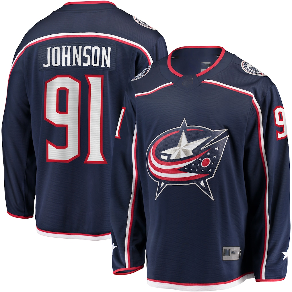 Tuec CB.Jackets #91 Kent Johnson Navy Home Breakaway Jersey