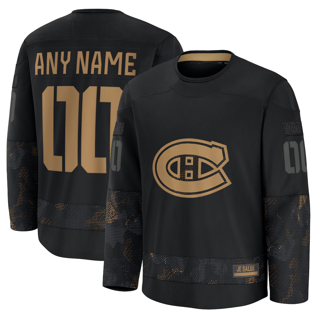 Tuec Custom M.Canadiens Black 2024 Military Appreciation Practice Jerseys