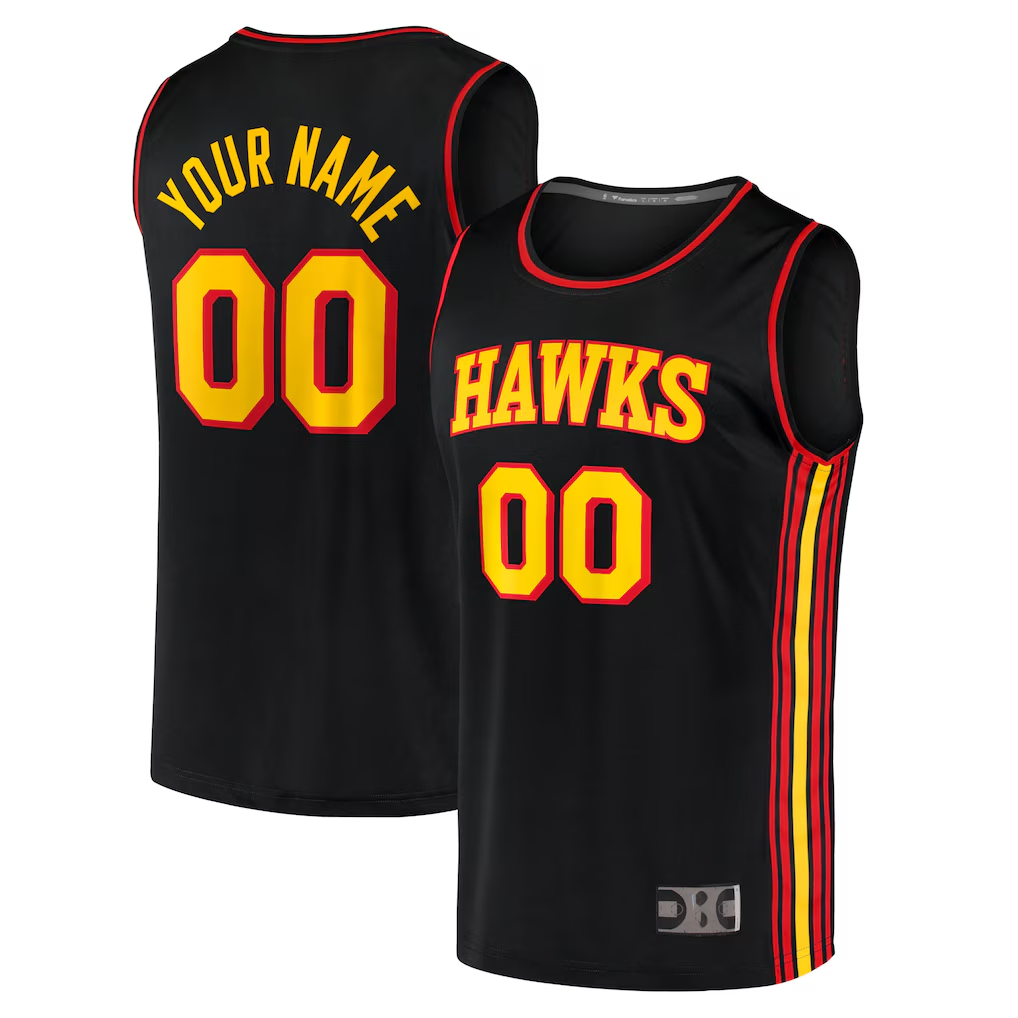 Ldoa Custom A.Hawks Black Fast Break Replica Jerseys - Statement Edition