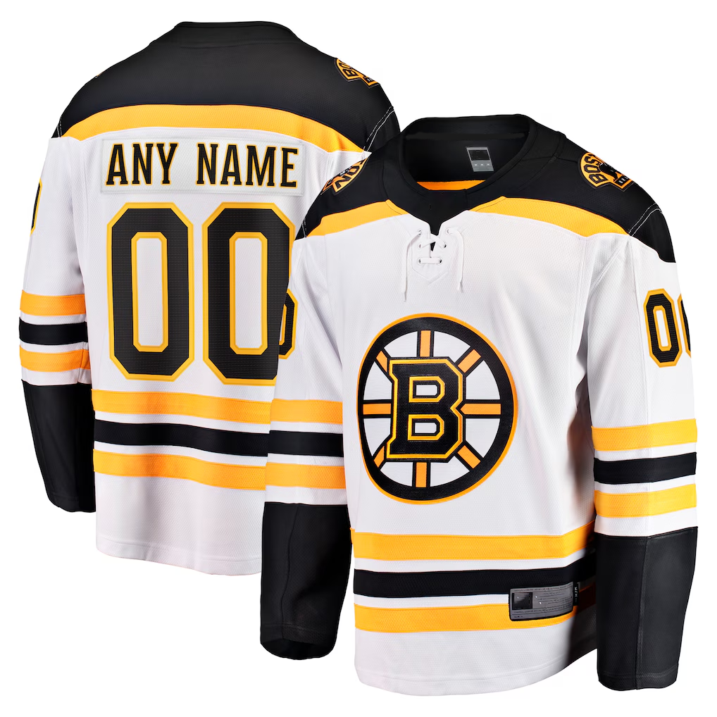 Tuec Custom B.Bruins White Away Breakaway Stitched Jerseys