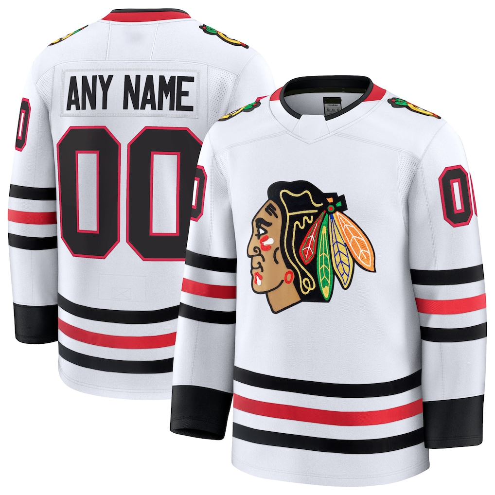 Tuec Custom C.Blackhawks White Away Premium Jerseys