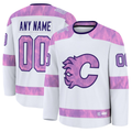 Tuec Custom C.Flames White 2024 Hockey Fights Cancer Practice Jerseys