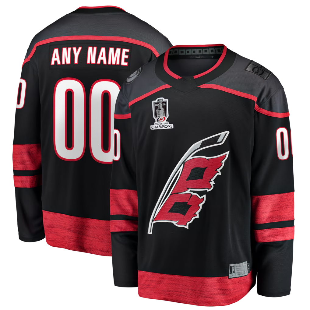 Tuec Custom C.Hurricanes Black 2026 Stanley Cup Champions Home Breakaway Custom Stitched Jerseys