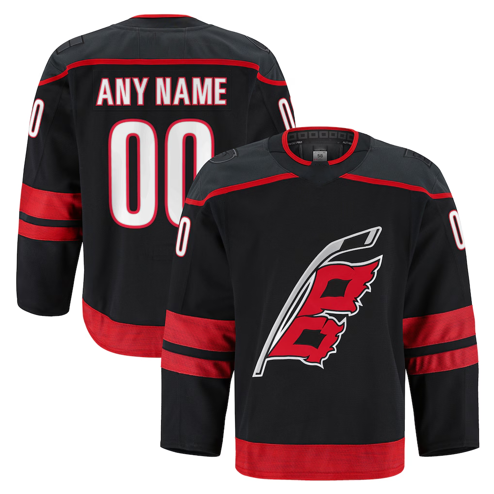 Tuec Custom C.Hurricanes Black Home Authentic Pro Stitched Jerseys