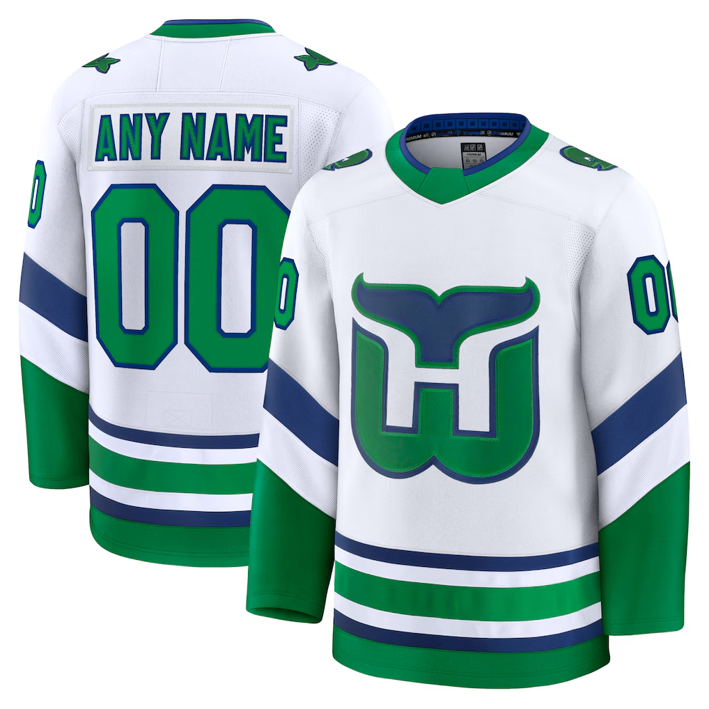 Tuec Custom C.Hurricanes White Throwback Premium Stitched Jerseys