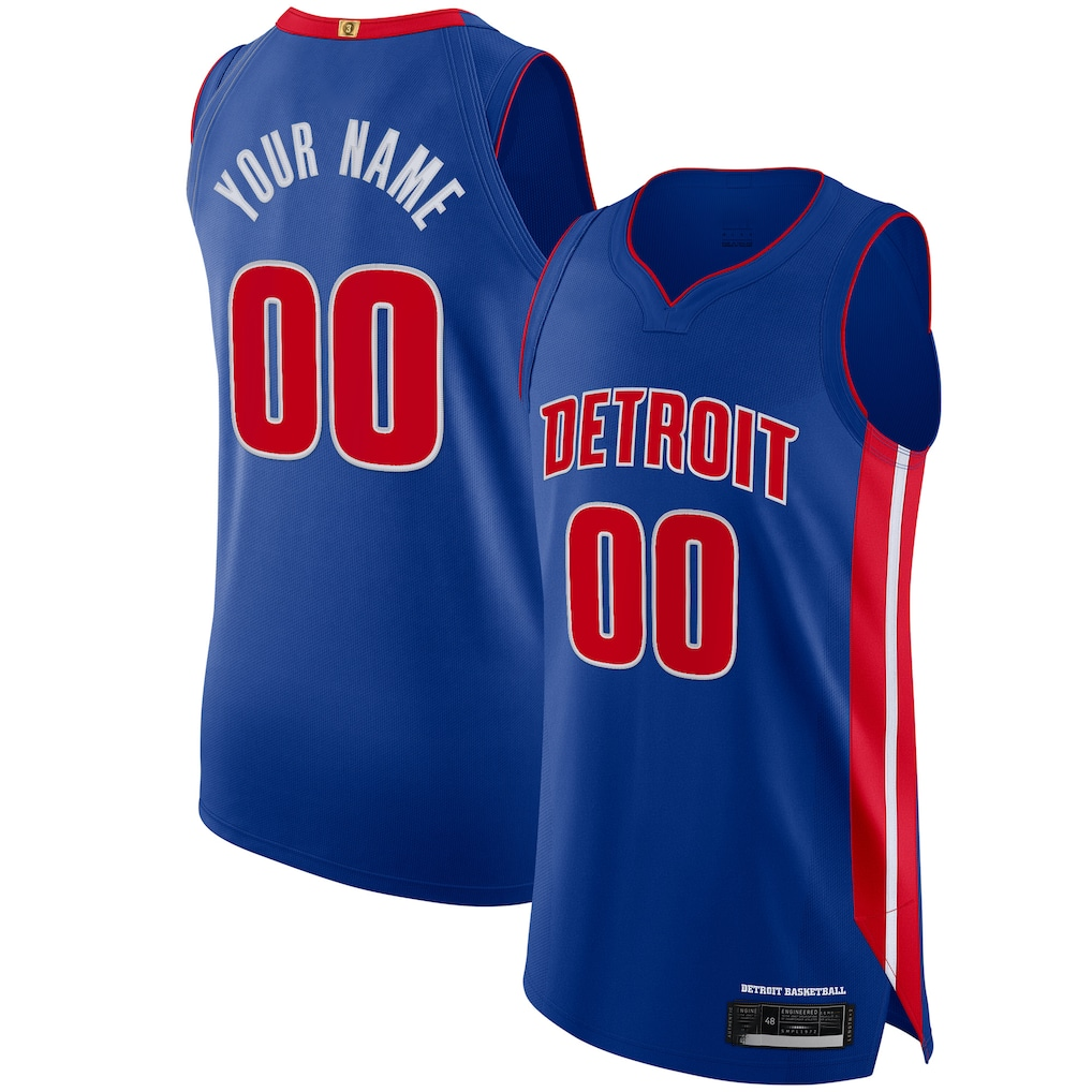 Ldoa Custom D.Pistons Blue Authentic Jerseys - Icon Edition