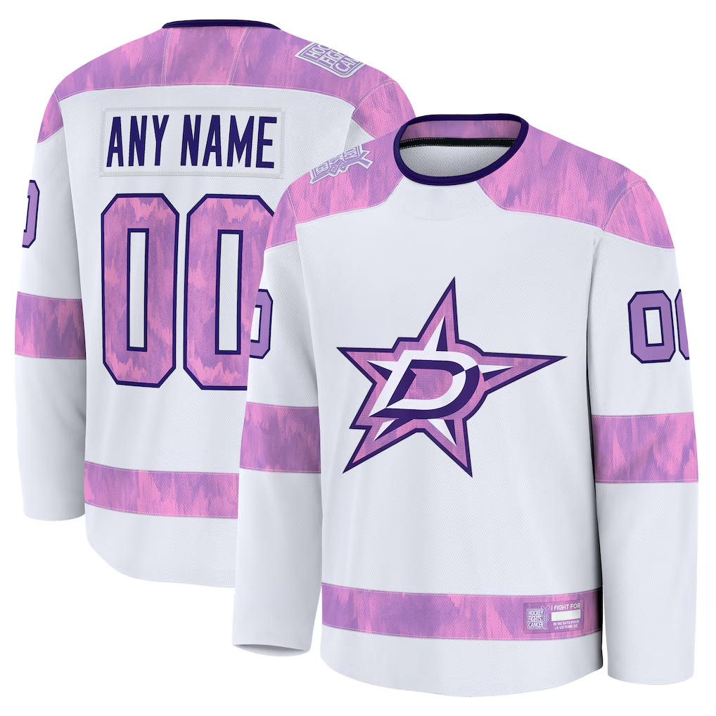 Tuec Custom D.Stars White 2024 Hockey Fights Cancer Practice Jerseys