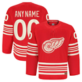 Tuec Custom D.Red wings Red Anniversary Authentic Pro Jerseys