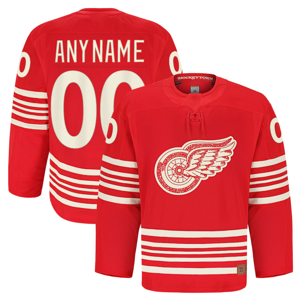 Tuec Custom D.Red wings Red Anniversary Authentic Pro Jerseys