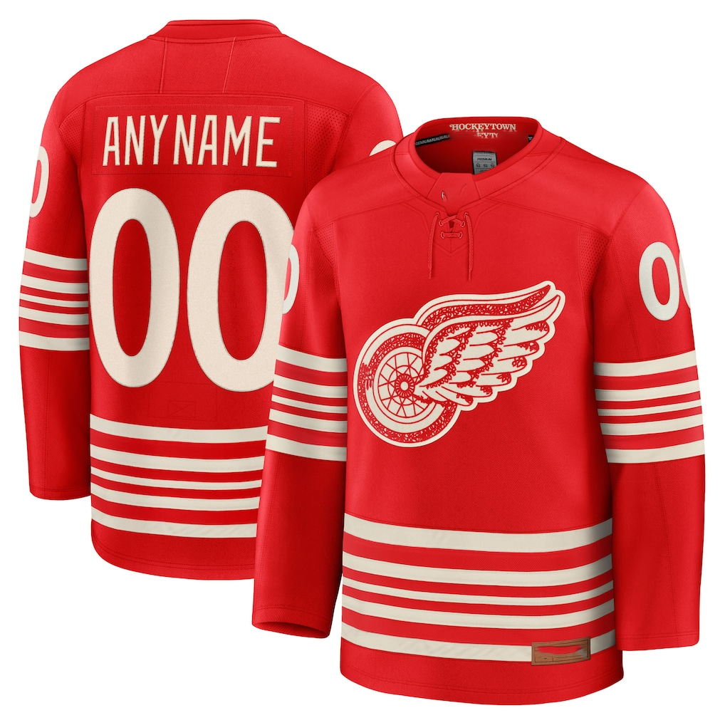 Tuec Custom D.Red wings Red Centennial Premium Jerseys