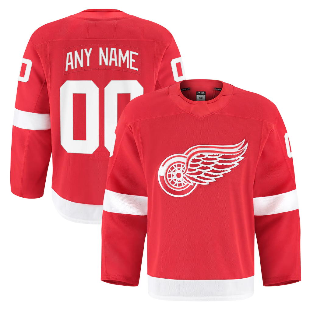 Tuec Custom D.Red wings Red Home Authentic Pro Jerseys