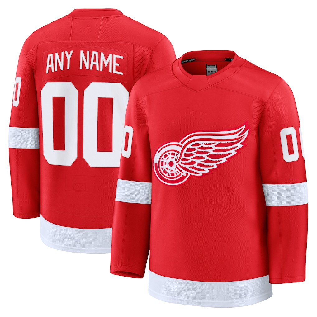 Tuec Custom D.Red wings Red Home Premium Jerseys