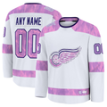 Tuec Custom D.Red wings White 2024 Hockey Fights Cancer Practice Jerseys