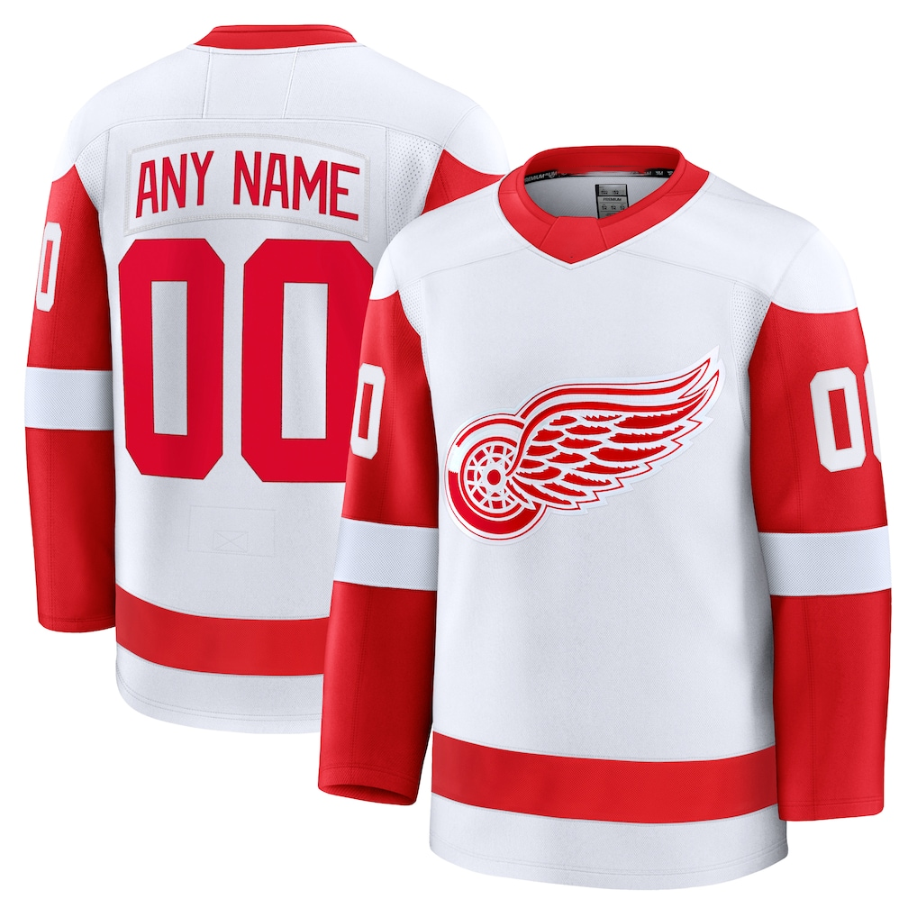 Tuec Custom D.Red wings White Away Premium Jerseys