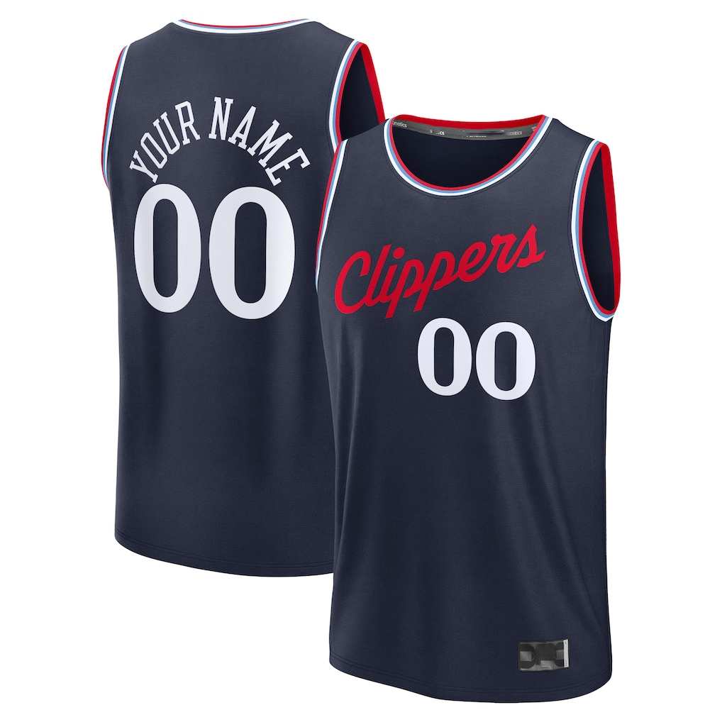 Ldoa Custom LA.Clippers Navy Fast Break Stitched Jerseys- Icon Edition