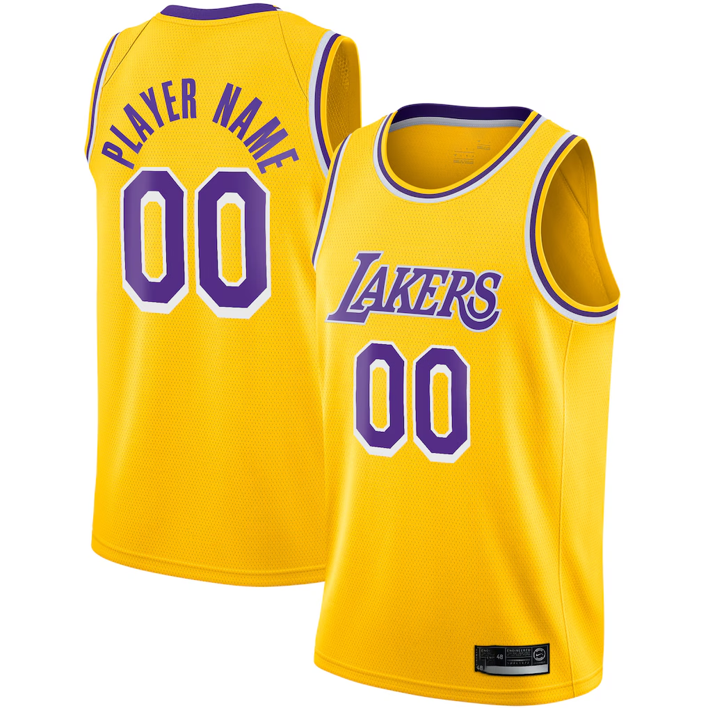 Ldoa Custom LA.Lakers Gold 2020-2021 Swingman Stitched Jerseys - Icon Edition