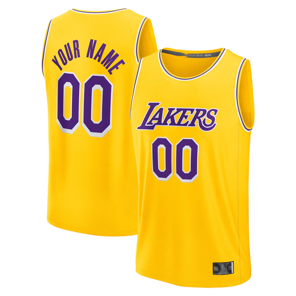 Ldoa Custom LA.Lakers Gold Fast Break Stitched Jerseys - Icon Edition