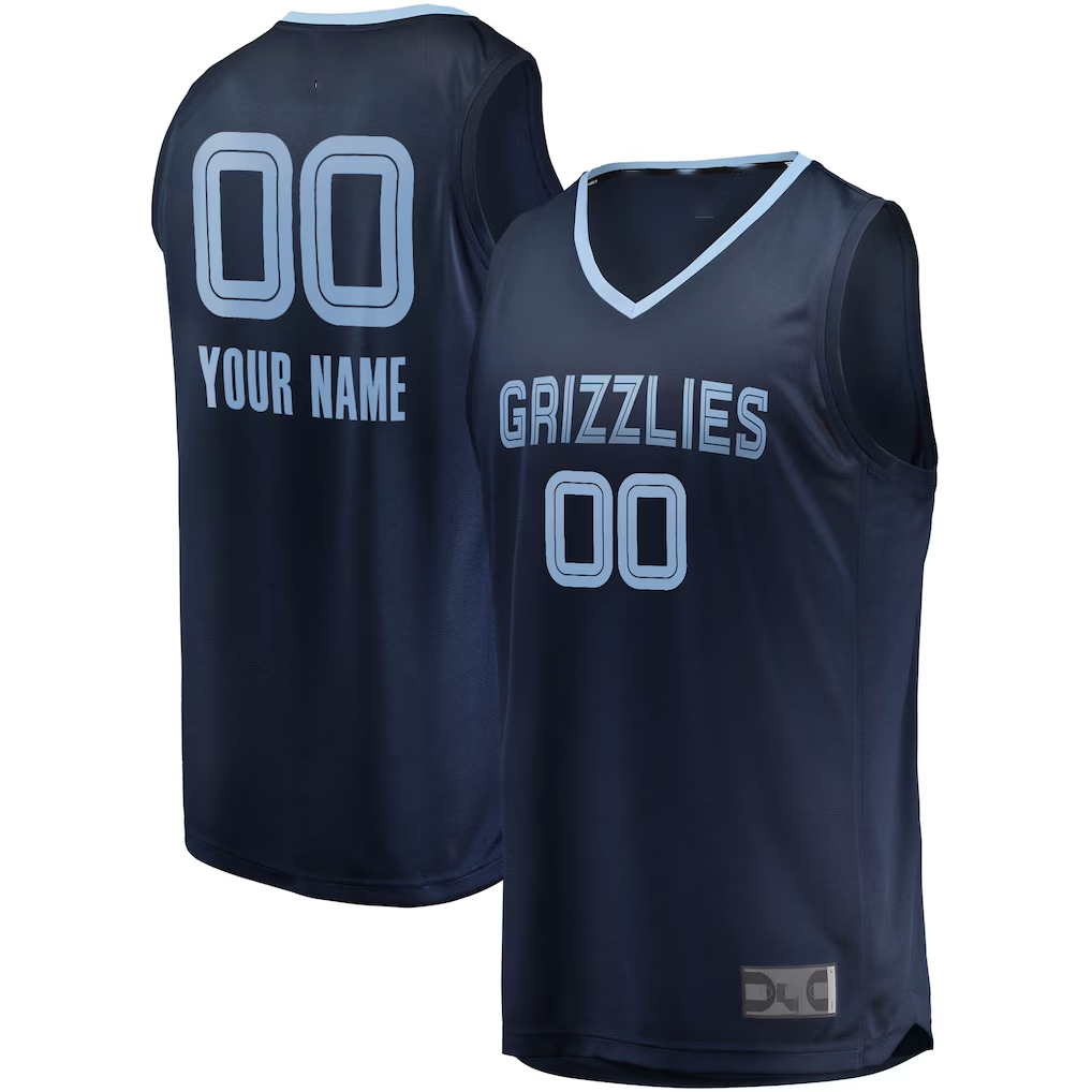Ldoa Custom M.Grizzlies Navy Fast Break Replica Stitched Jerseys- Icon Edition