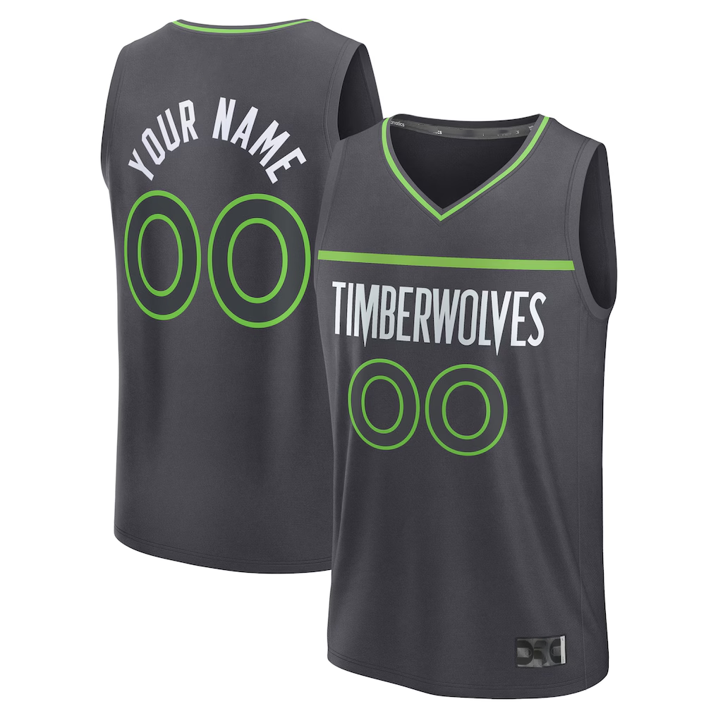 Ldoa Custom M.Timberwolves Anthracite Fast Break Stitched Jerseys- Icon Edition