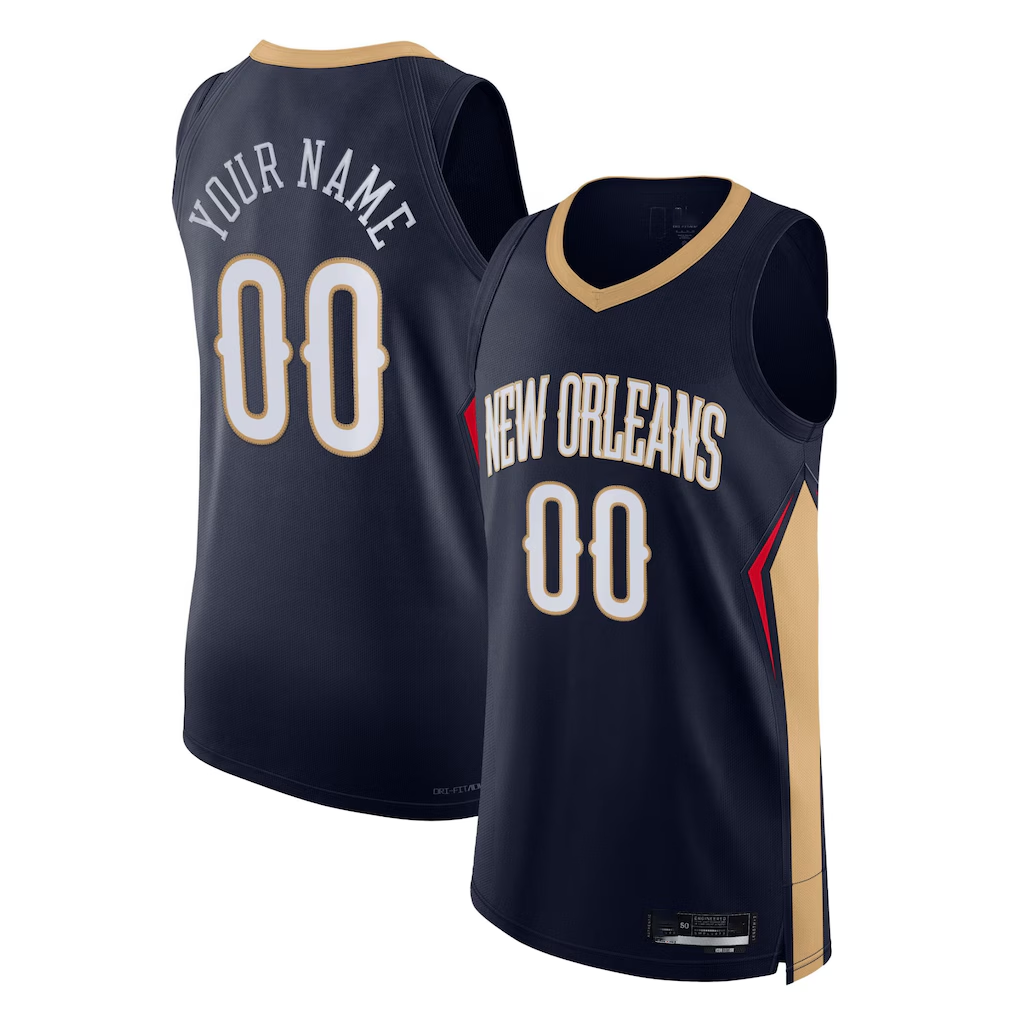 Ldoa Custom NO.Pelicans Navy 2021-2022 Diamond Authentic Stitched Jerseys- Icon Edition