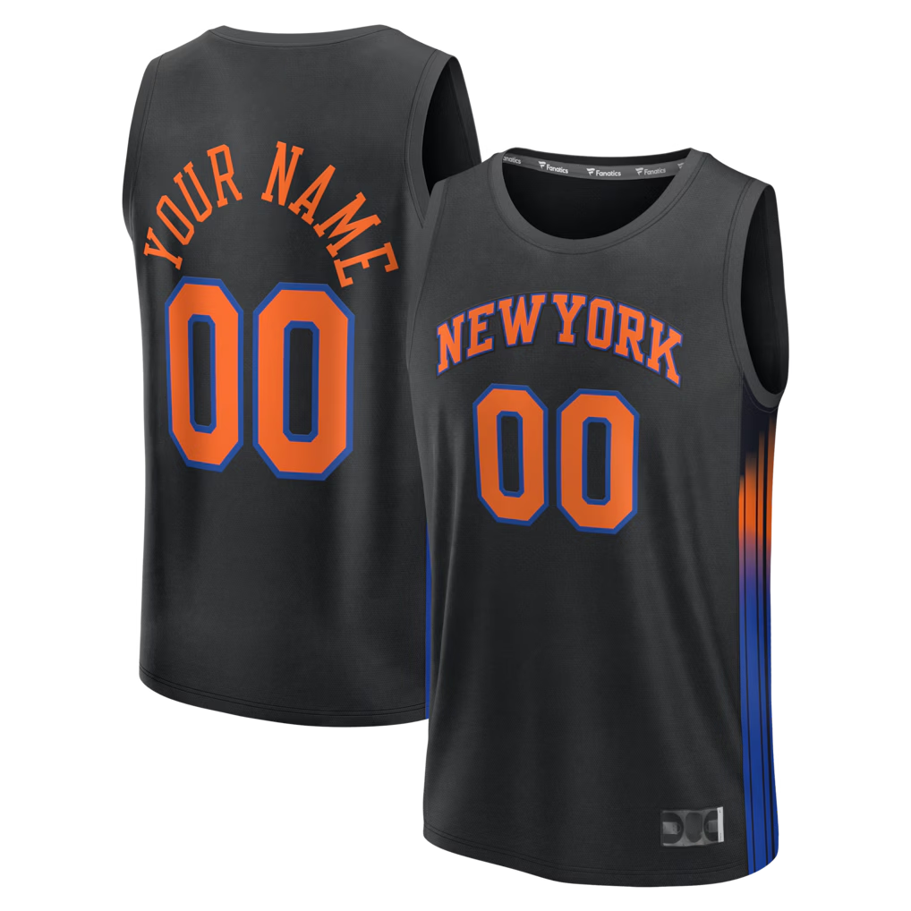 Ldoa Custom NY.Knicks  Black Fast Break Jerseys - Icon Edition