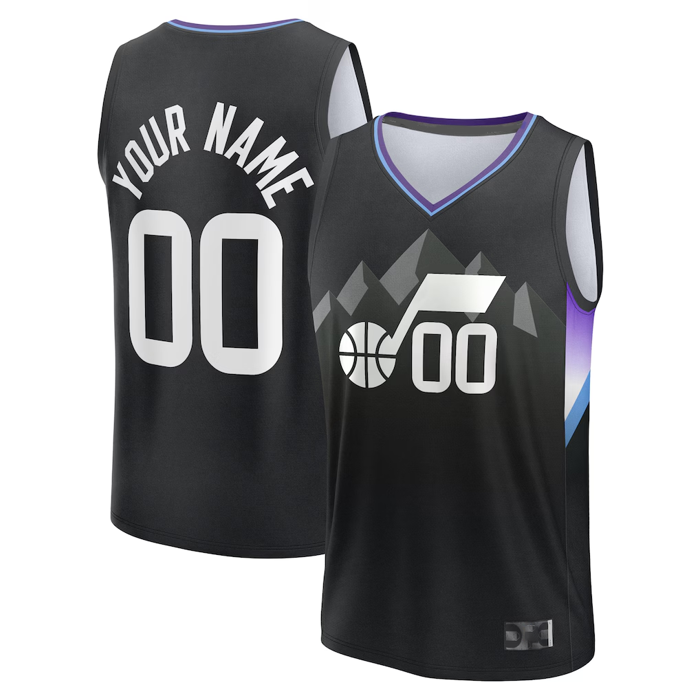 Ldoa Custom U.Jazz Fanatics Black Fast Break Jerseys - Statement Editio