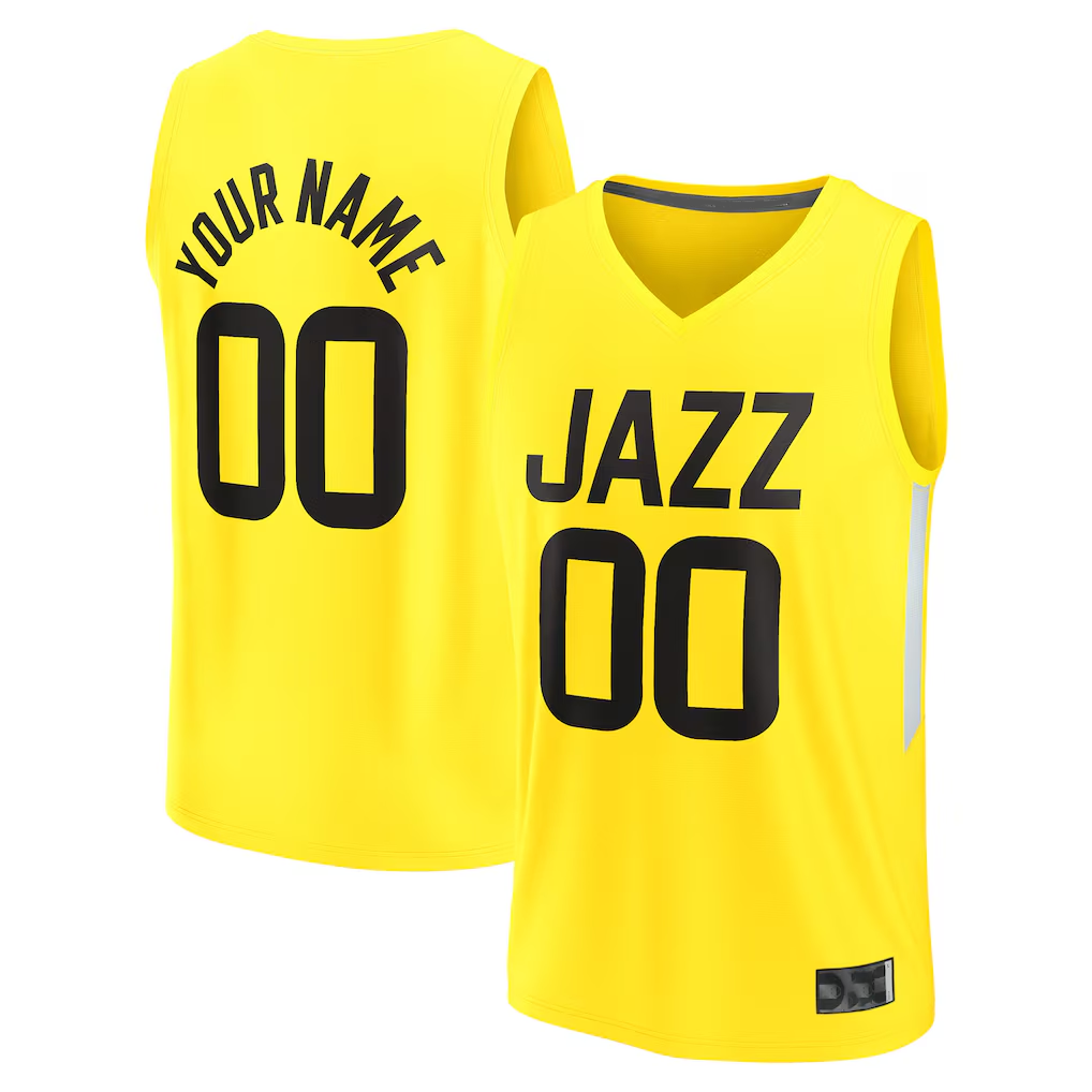 Ldoa Custom U.Jazz Fanatics Yellow Fast Break Replica Jerseys - Icon Edition