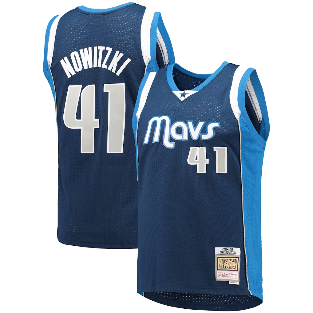 Ldoa D.Mavericks Mitchell & Ness #41 Dirk Nowitzki Navy Dallas Mavericks 2011-2012 Hardwood Classics Swingman Stitched Jerseys
