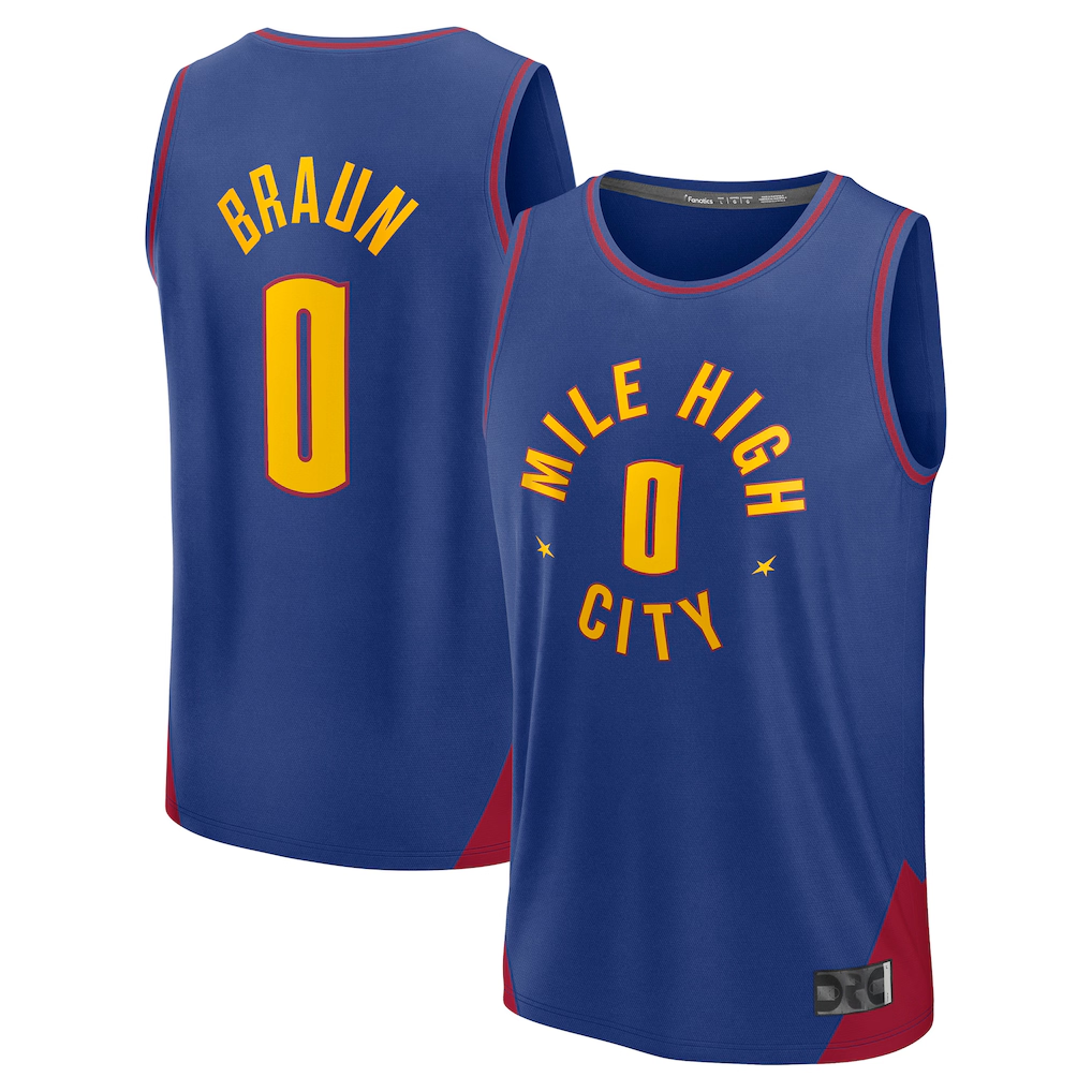 Ldoa D.Nuggets #0 Christian Braun Blue Fast Break Replica Player Jerseys - Statement Edition